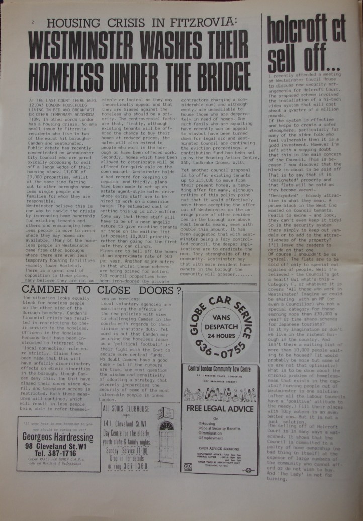 Page 2 Fitzrovia Neighbourhood News no 37 October 1987