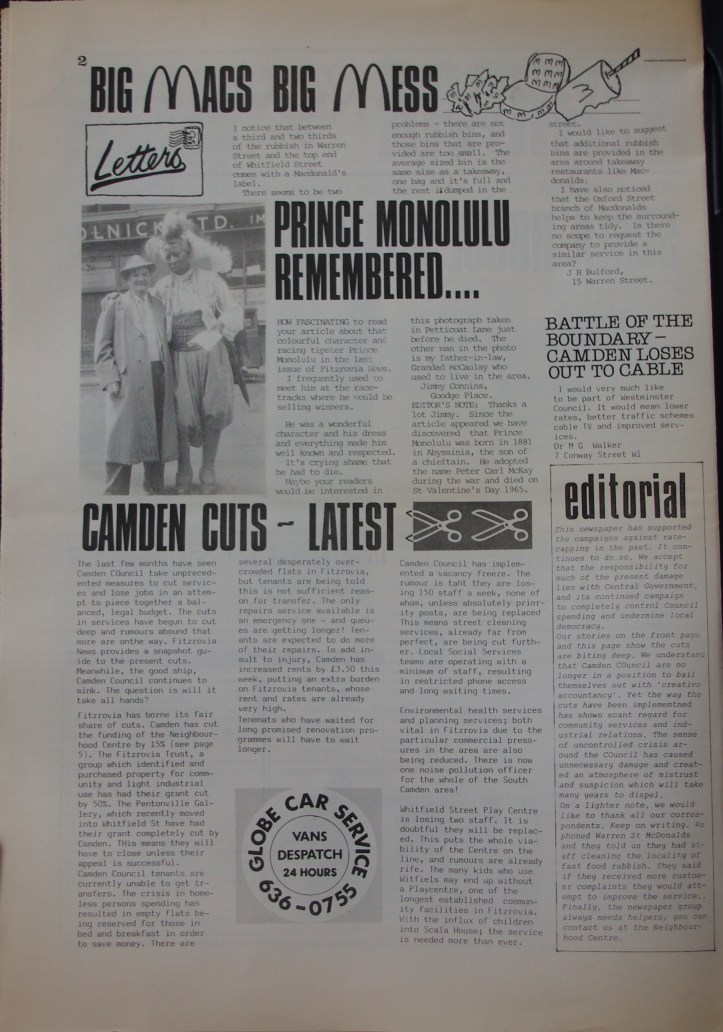 Page 2 Fitzrovia Neighbourhood News no 39 March 1988