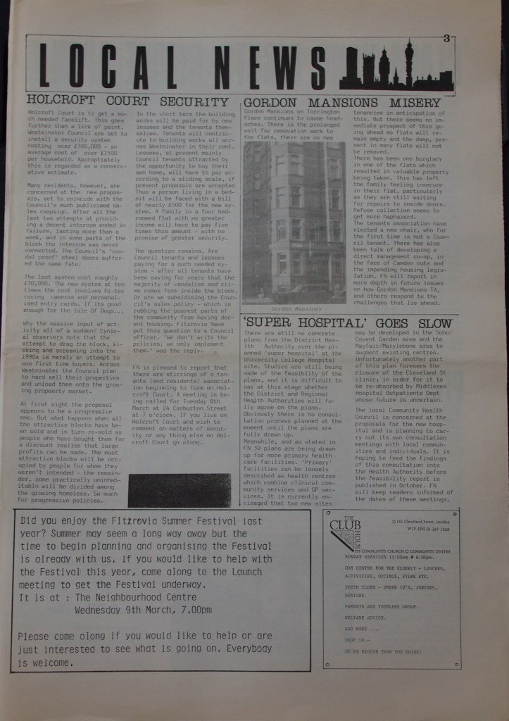 Page 3 Fitzrovia Neighbourhood News no 39  March 1988