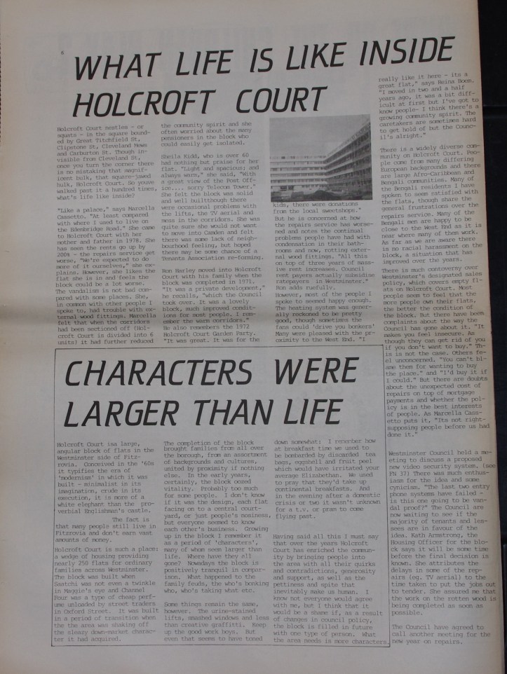 Page 6 Fitzrovia Neighbourhood News no 38 December 1987