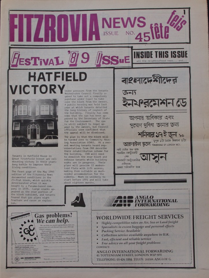 Front Page Fitzrovia News no 45 June 1989
