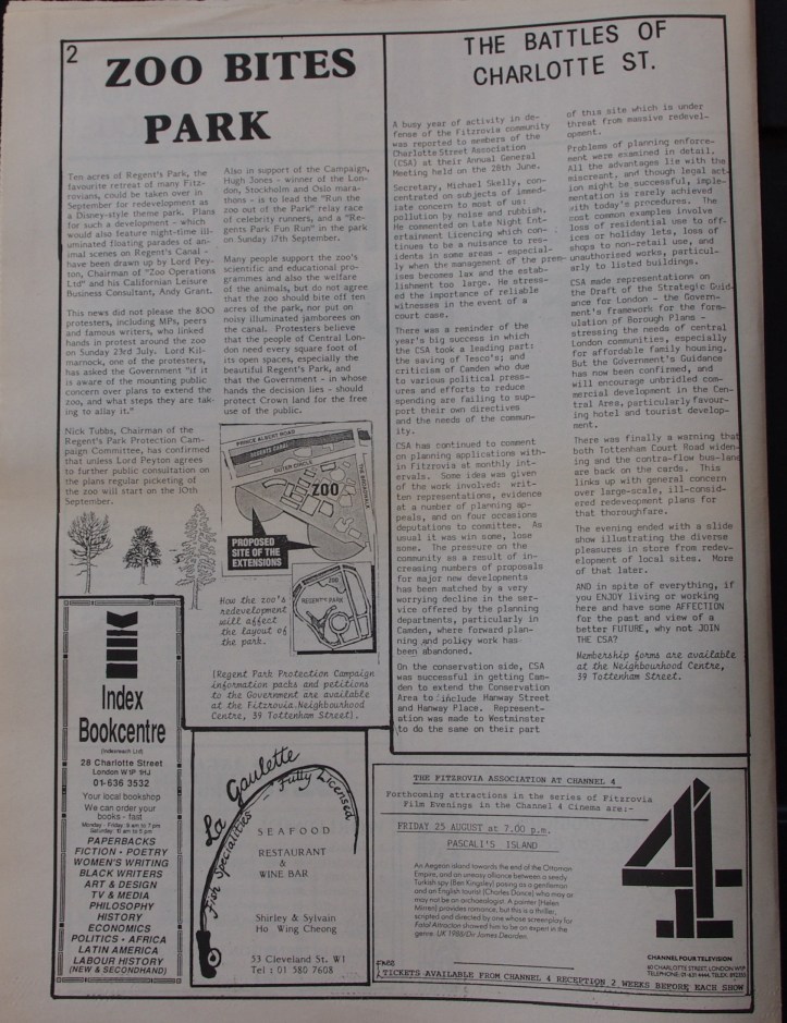 Page 2  Fitzrovia News no 46 August 1989