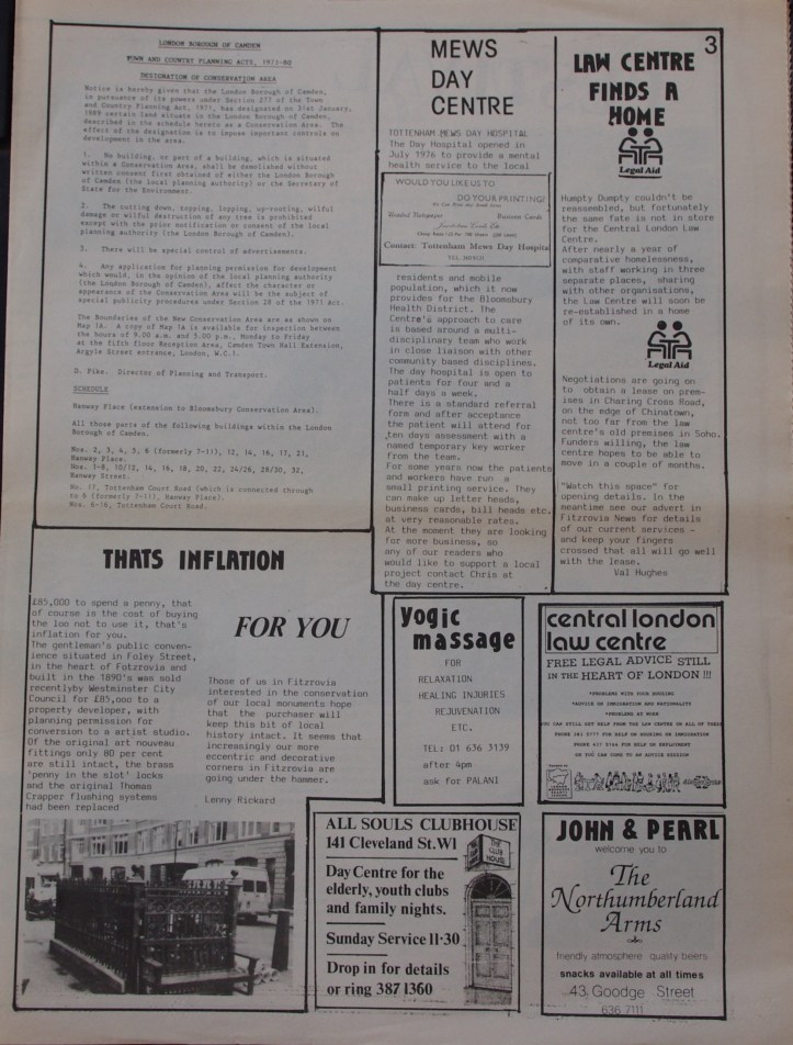 Page 3 Fitzrovia News no 46 August 1989