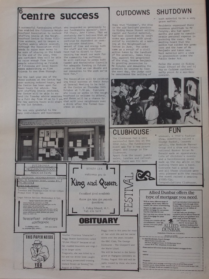 Page 6 Fitzrovia News no 46 August 1989