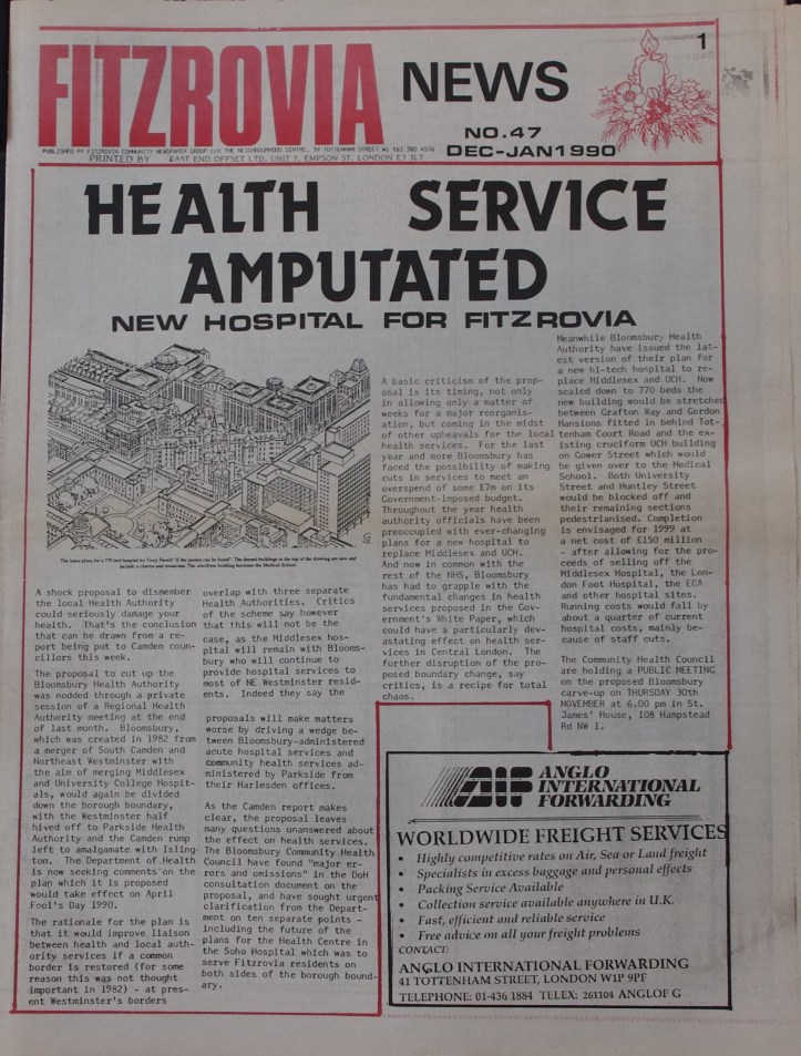 Front Page  Fitzrovia News no 47 December 1989