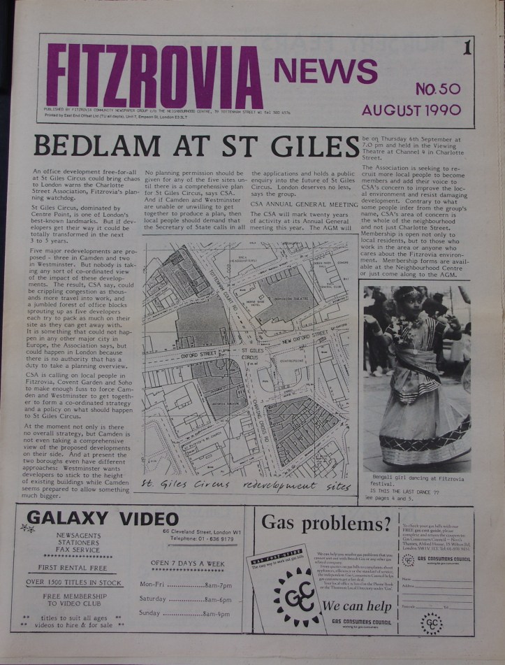 Front Page Fitzrovia News no 50 August 1990