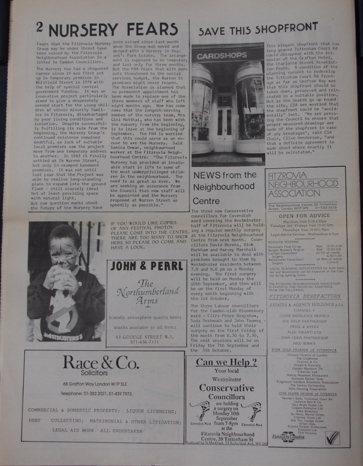 Page 2 Fitzrovia News no 50 August 1990
