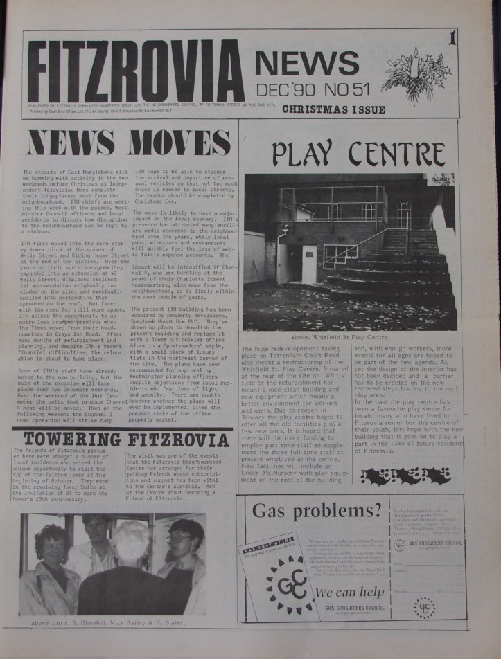 Front Page  Fitzrovia News no 51 December 1990