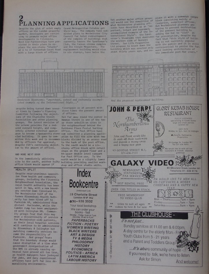 Page 2 Fitzrovia News no 51 December 1990