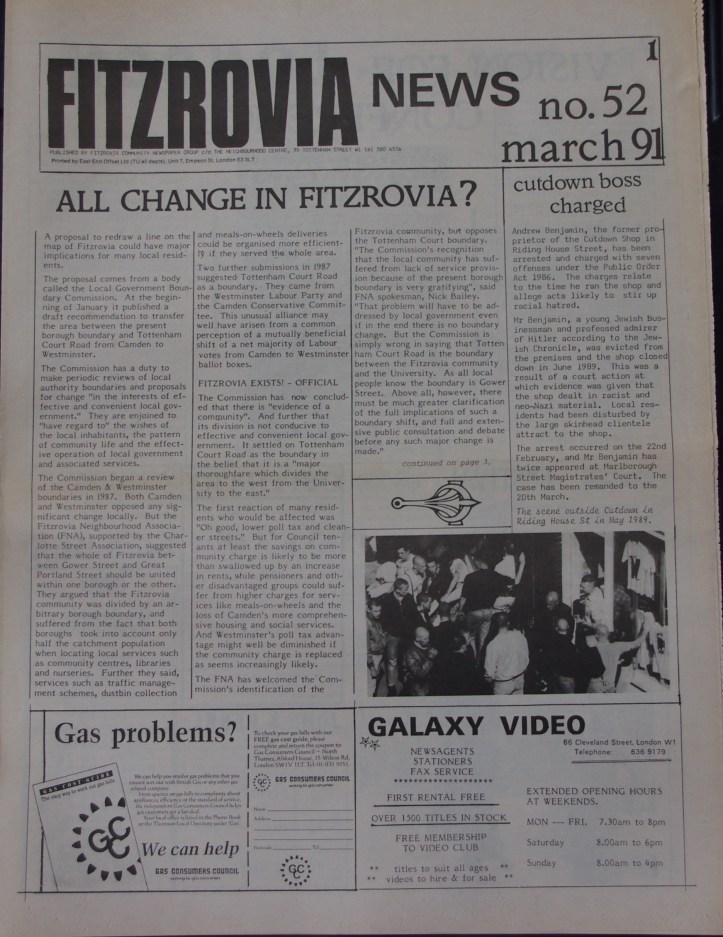 Front Page Fitzrovia News no 52 March 1991