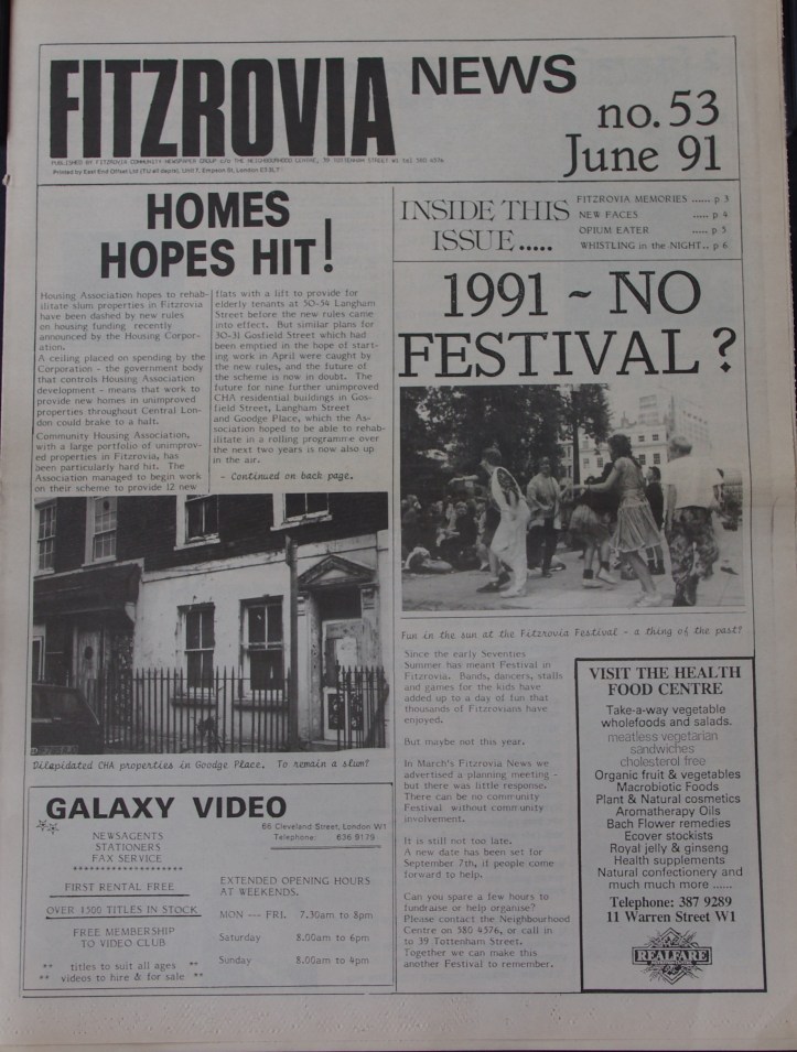 Front Page Fitzrovia News no 53 June 1991