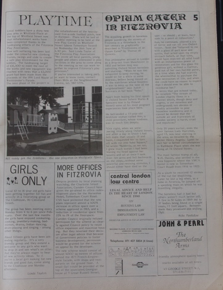 Page 5 Fitzrovia News no 53 June 1991