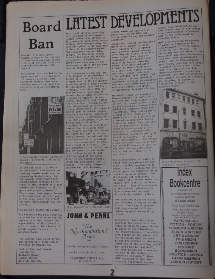 Page 2 Fitzrovia News no 54 August 1991