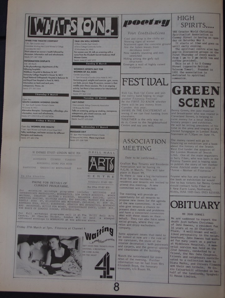 Page 8 Fitzrovia News no 56 March 1992