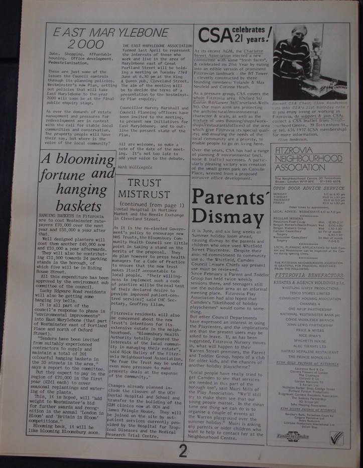 Page 2 Fitzrovia News no 57 June 1992