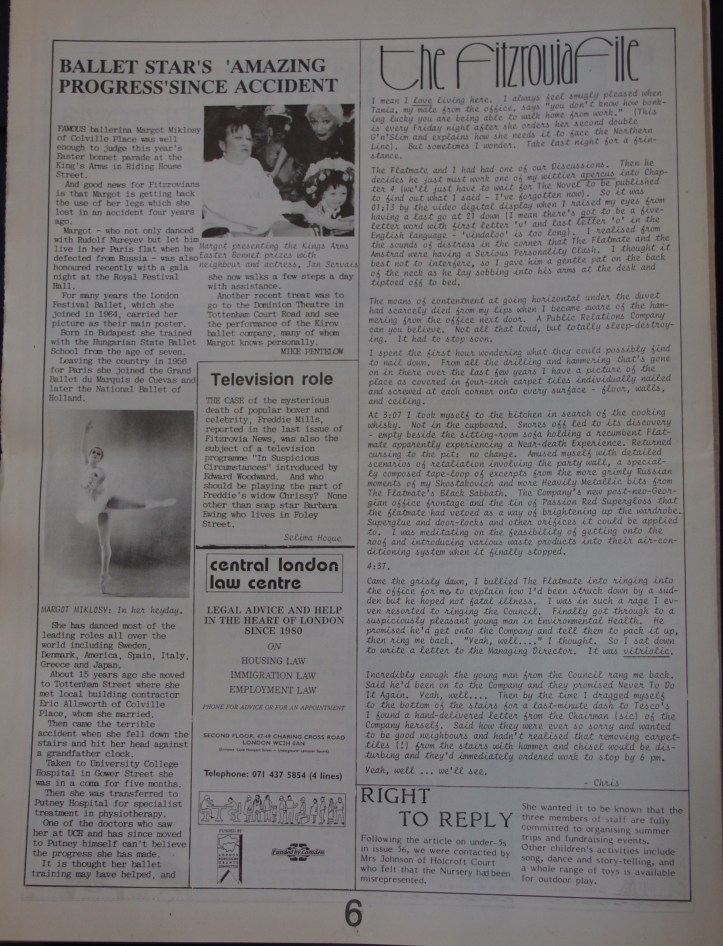 Page 6 Fitzrovia News no 57 June 1992