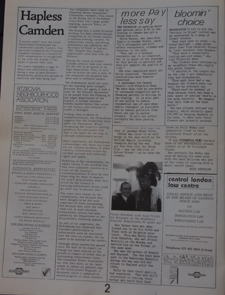 Page 2 Fitzrovia News no 58 September 1992