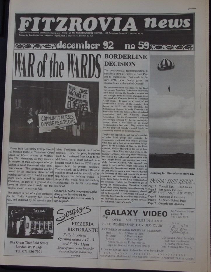 Front Page Fitzrovia News no 59 1992