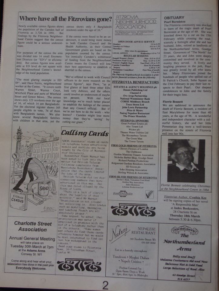 Page 2 Fitzrovia News no 60 March 1993