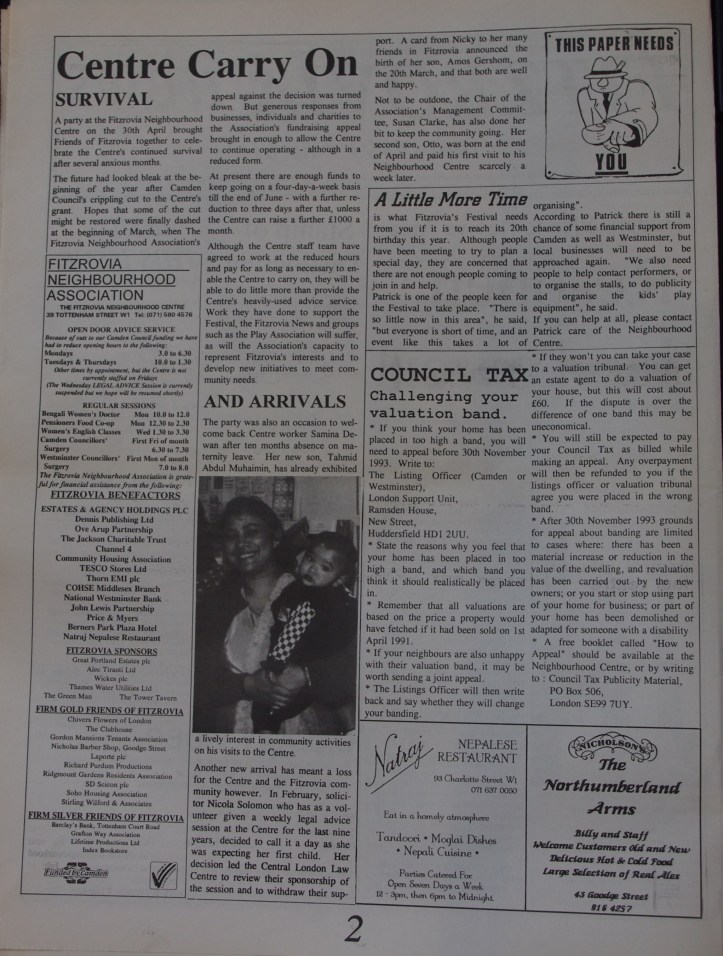 Page 2 Fitzrovia News no 61 June 1993