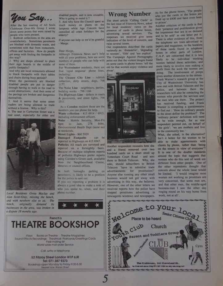 Page 5 Fitzrovia News no 61 June 1993