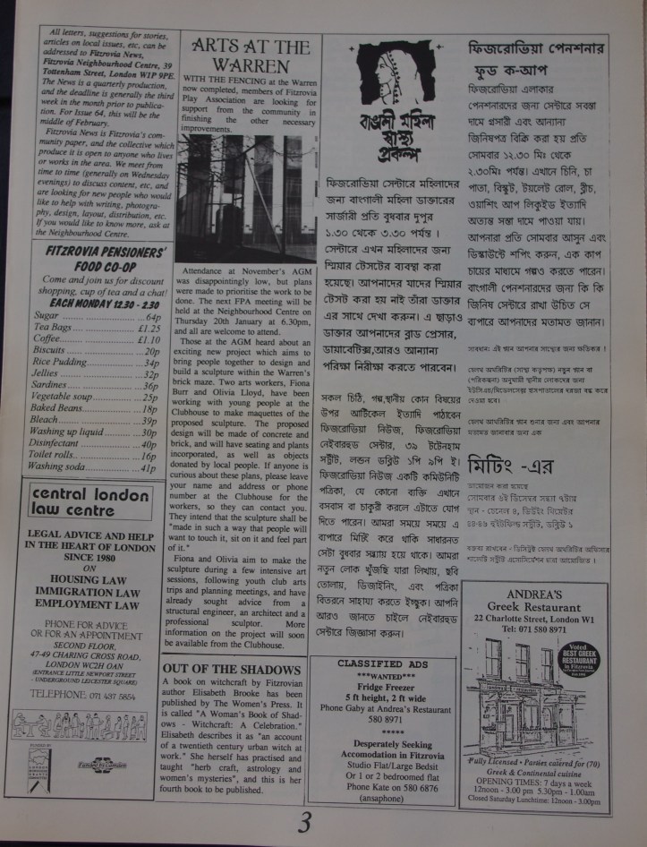 Page 3 Fitzrovia News no 63 December 1993