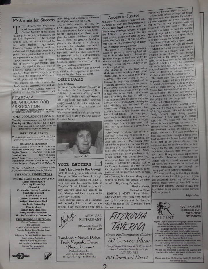 Page 2 Fitzrovia News no 70 September 1995