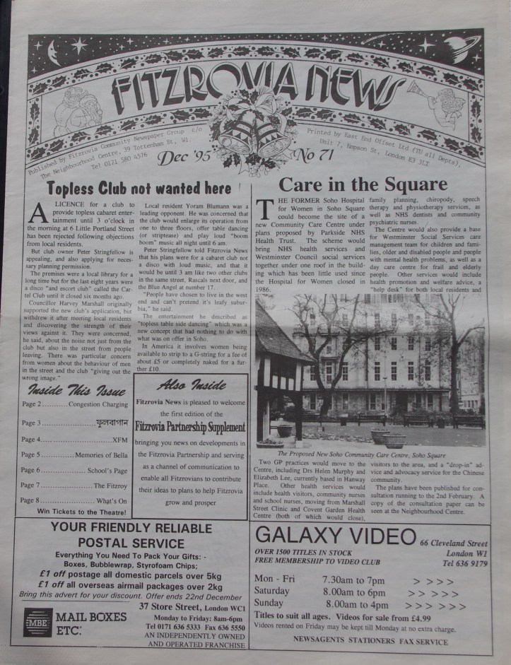 Front Page Fitzrovia News no 71 December 1995
