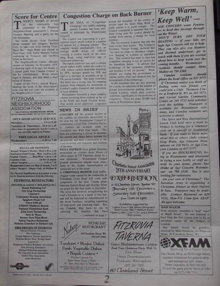 Page 2 Fitzrovia News no 71 December 1995