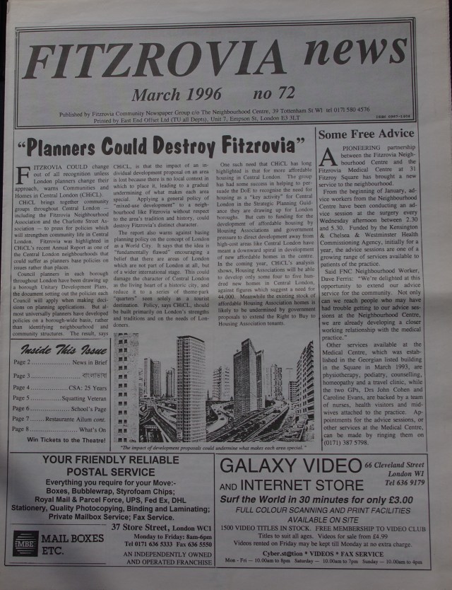 Fitzrovia News March 1996.