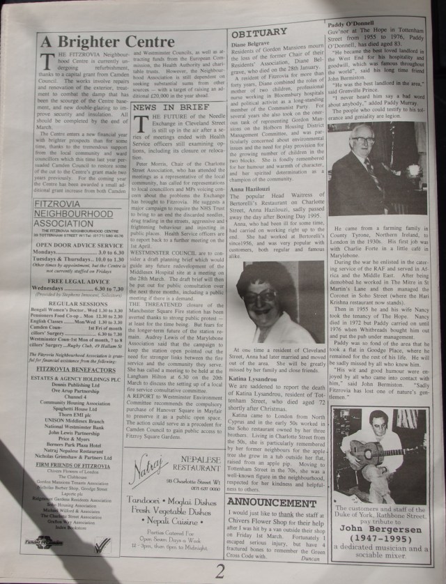 Fitzrovia News March 1996.
