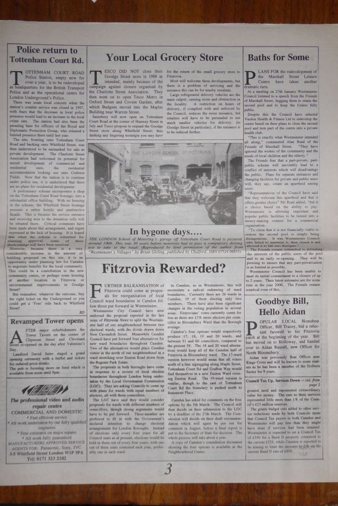 Page 3 Fitzrovia News, March 1999, no. 84.