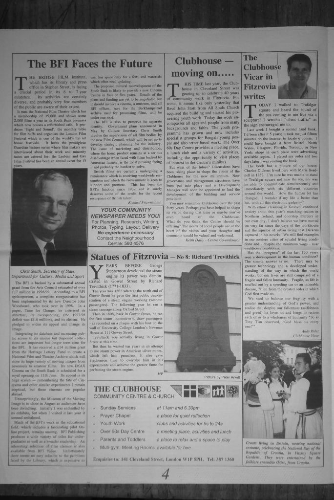 Page 4, Fitzrovia News, number 85, June 1999.