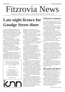 Front page of Fitzrovia News number 169, published on Thursday 5 January 2023.