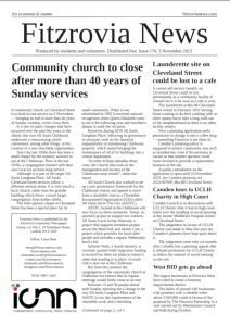 Front page of Fitzrovia News number 176, November 2023.