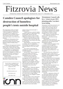 Front page of Fitzrovia News number 177, published 5 December 2023.